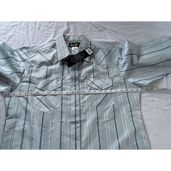 Men's Wrangler Western Pearl Snap Button Down Size Large Shirt, NWT, Blue - Picture 6 of 10
